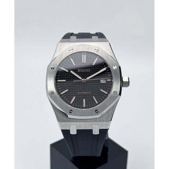 Custom Seiko Mod • Black Rose Steel AP on rubber • 42mm
